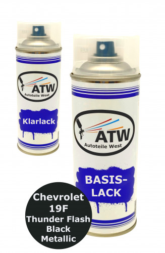 Autolack für Chevrolet 19F Thunder Flash Black Metallic +400ml Klarlack Set